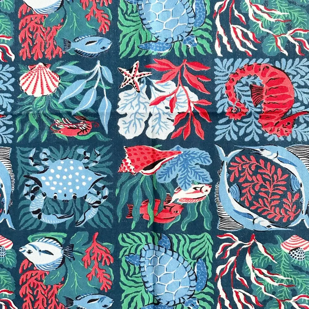 Print Fresh NWT Stained Seaglass Nautical Sea Life Tea Towels READ 21
